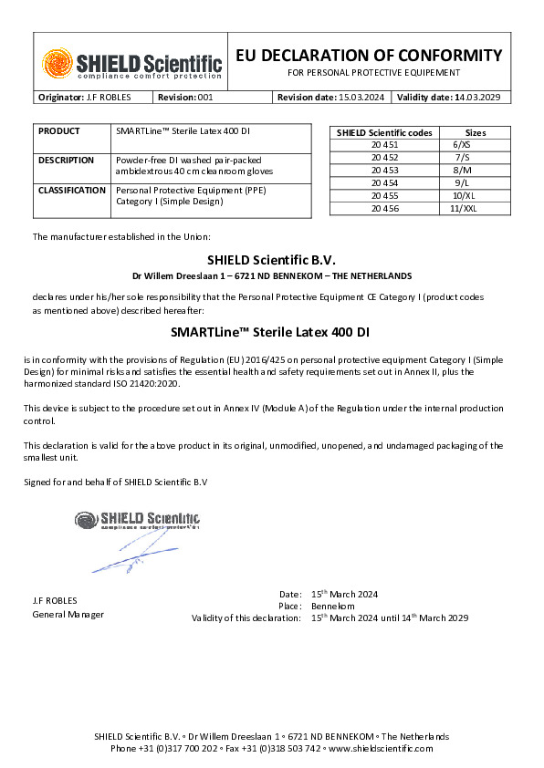 PDF SMARTLine™ Sterile Latex 400 DI