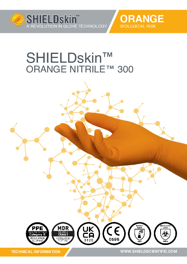 Gant de laboratoire SHIELDskin™ ORANGE NITRILE™ 300